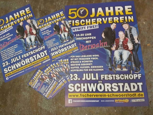 Design & Print aller Werbemittel für 50 Jahre Fischerverein Schwörstadt e.V.